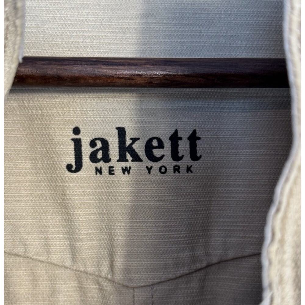 Jakett New York Khaki Utility Jacket Leather Trim Women’s XS Snap Button - Picture 9 of 10